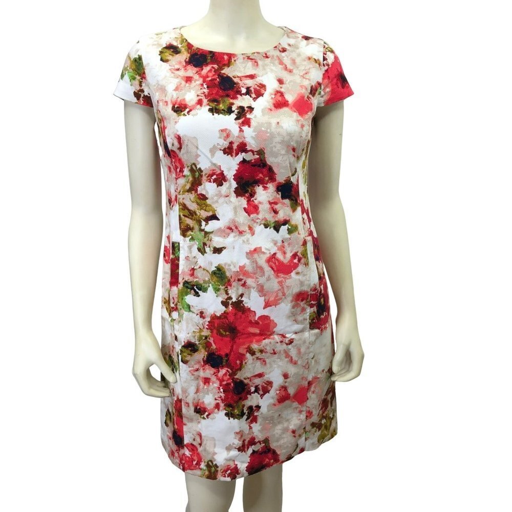 LIZ CLAIBORNE FLORAL SHEATH CAP SLEEVE DRESS SIZE 4